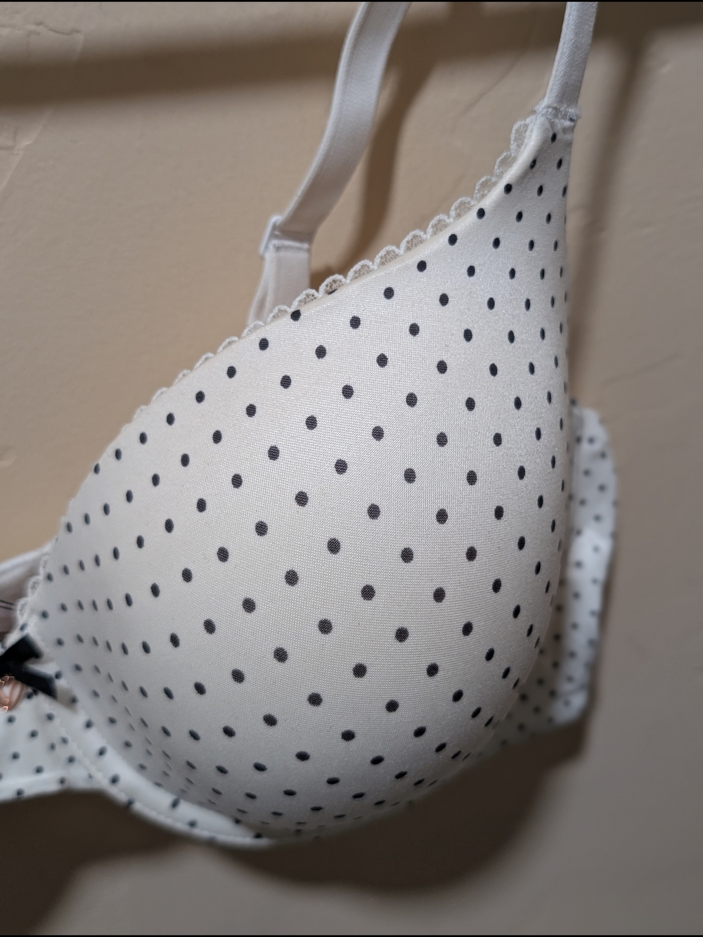 EUC Body By Victoria's Secret Lined Perfect Push Up Bra Black/White Polka Dots - Picture 3 of 6